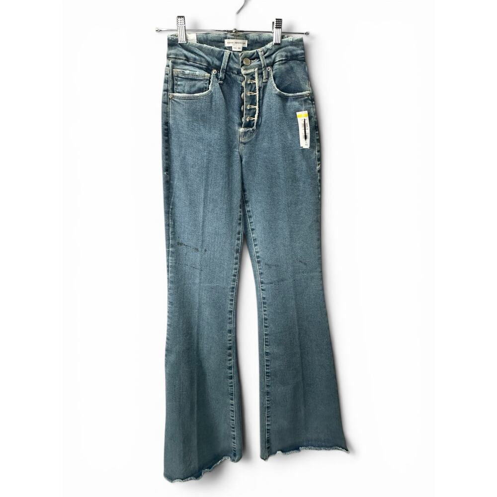 Good American Bootcut Jeans Button Fly Light Wash Distressed NWT Women’s 00/24